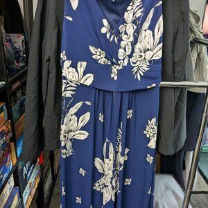 Chaps Navy & White Sleeveless Maxi Dress Size M